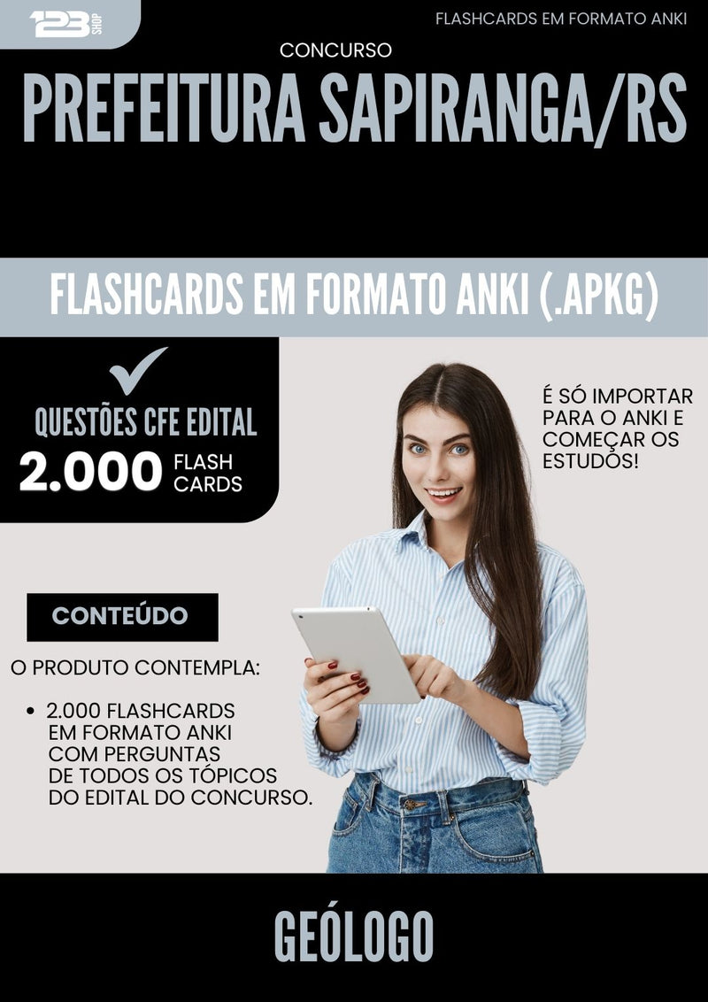 Flashcards para Concurso Geologo da Prefeitura Sapiranga Rs 2025 - 2000 Flashcards de Acordo com Edital