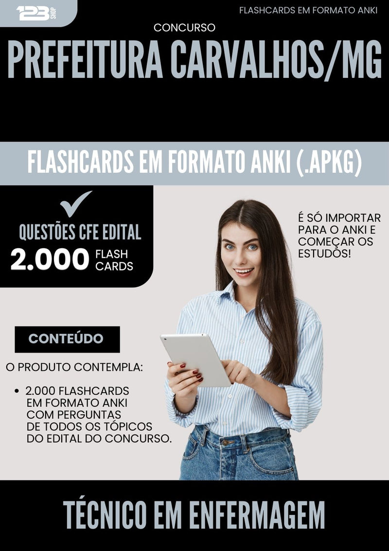 Flashcards para Concurso Tecnico Em Enfermagem da Prefeitura Carvalhos Mg 2025 - 2000 Flashcards de Acordo com Edital