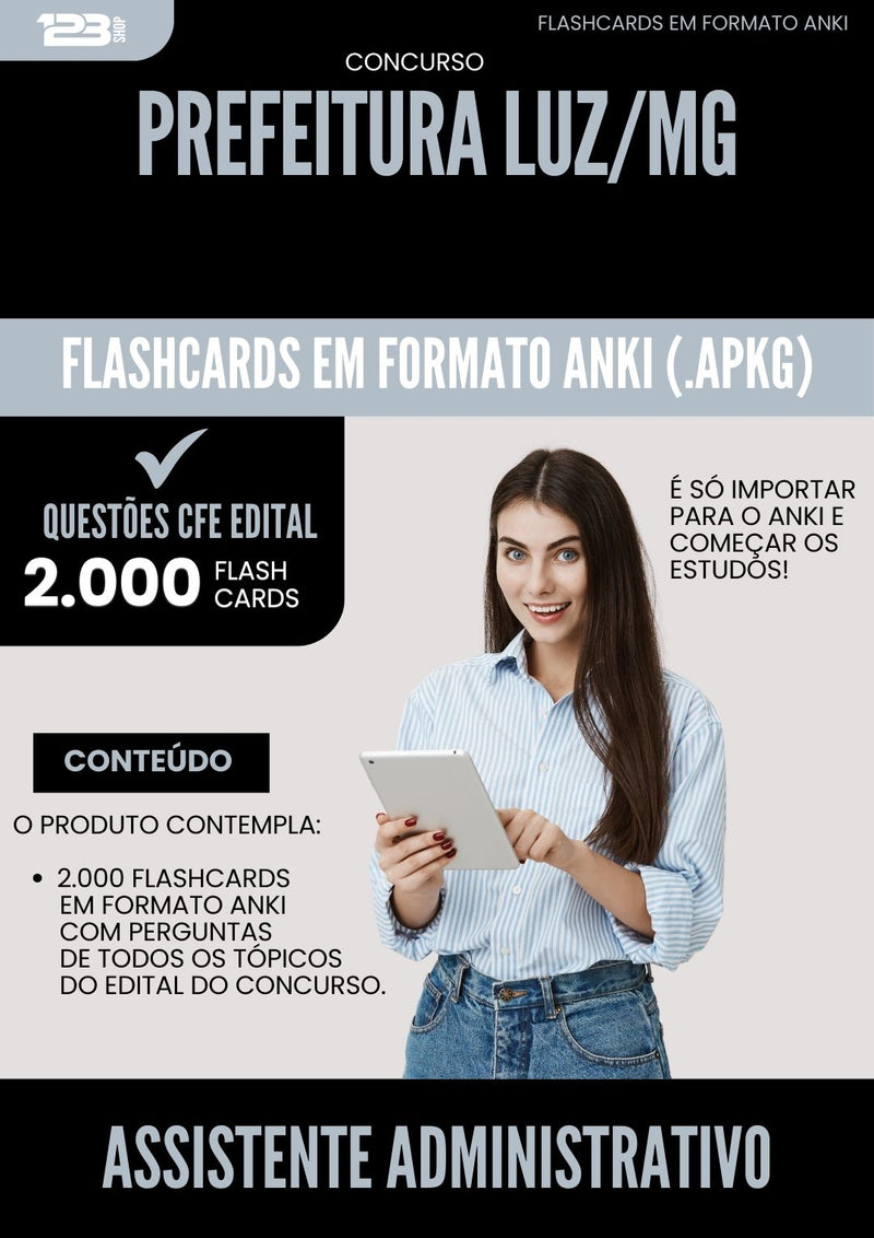 Flashcards para Concurso Assistente Administrativo Entrevistador da Prefeitura Luz Mg 2025 - 2000 Flashcards de Acordo com Edital