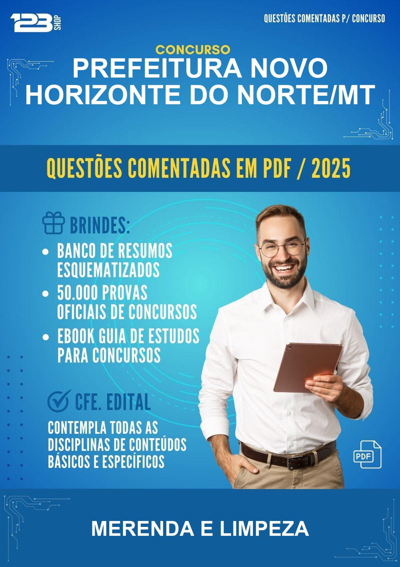 Questões Comentadas para o Concurso Prefeitura Novo Horizonte do Norte/MT para Merenda E Limpeza -400 Questões