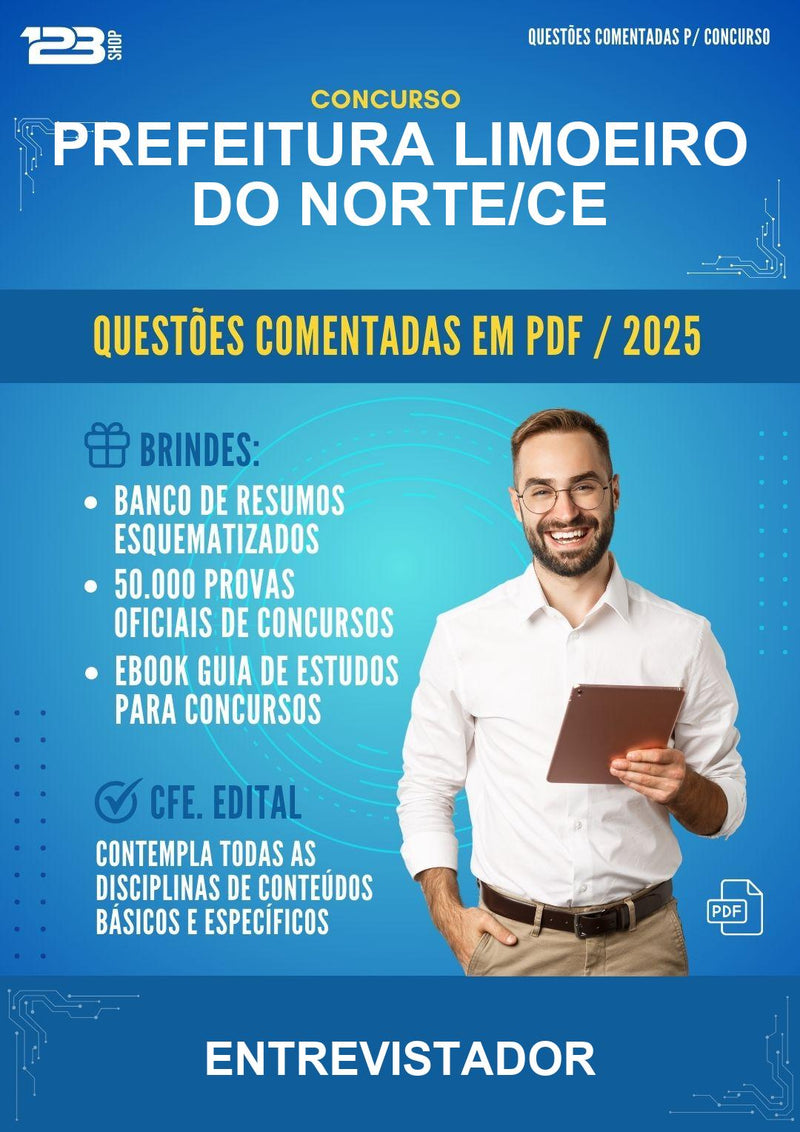 Questões Comentadas para o Concurso Prefeitura Limoeiro do Norte/CE para Entrevistador -400 Questões