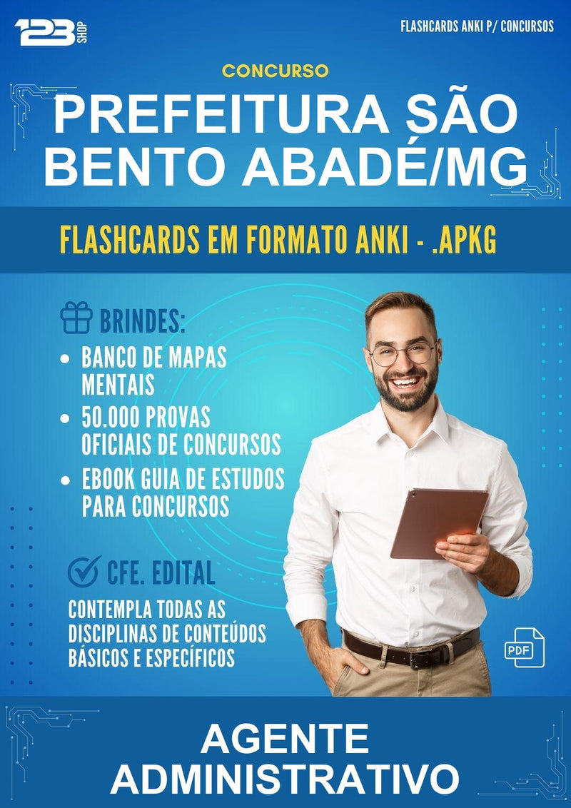 Flashcards Anki para o Concurso Prefeitura São Bento Abadé/MG para Agente Administrativo - 400 Flashcards