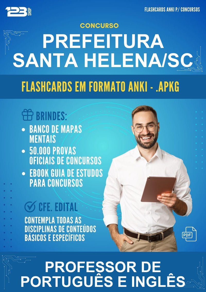 Flashcards Anki para o Concurso Prefeitura Santa Helena/SC para Professor de Português E Inglês - 400 Flashcards