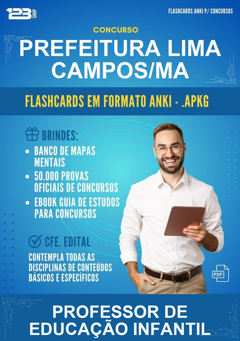 Flashcards Anki para o Concurso Prefeitura Lima Campos/MA para Professor de Educação Infantil - 400 Flashcards