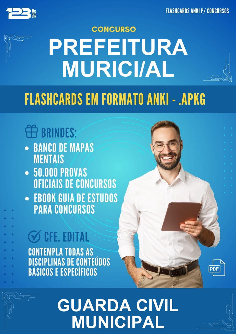 Flashcards Anki para o Concurso Prefeitura Murici/AL para Guarda Civil Municipal - 400 Flashcards