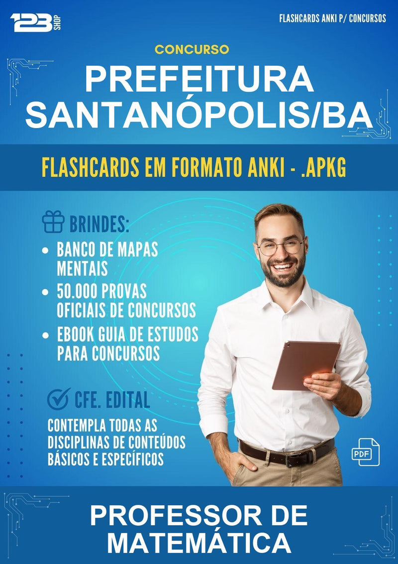 Flashcards Anki para o Concurso Prefeitura Santanópolis/BA para Professor de Matemática - 400 Flashcards