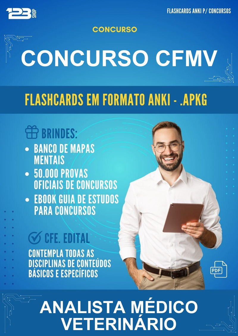 Flashcards Anki para o Concurso Cfmv para Analista Médico Veterinário - 600 Flashcards