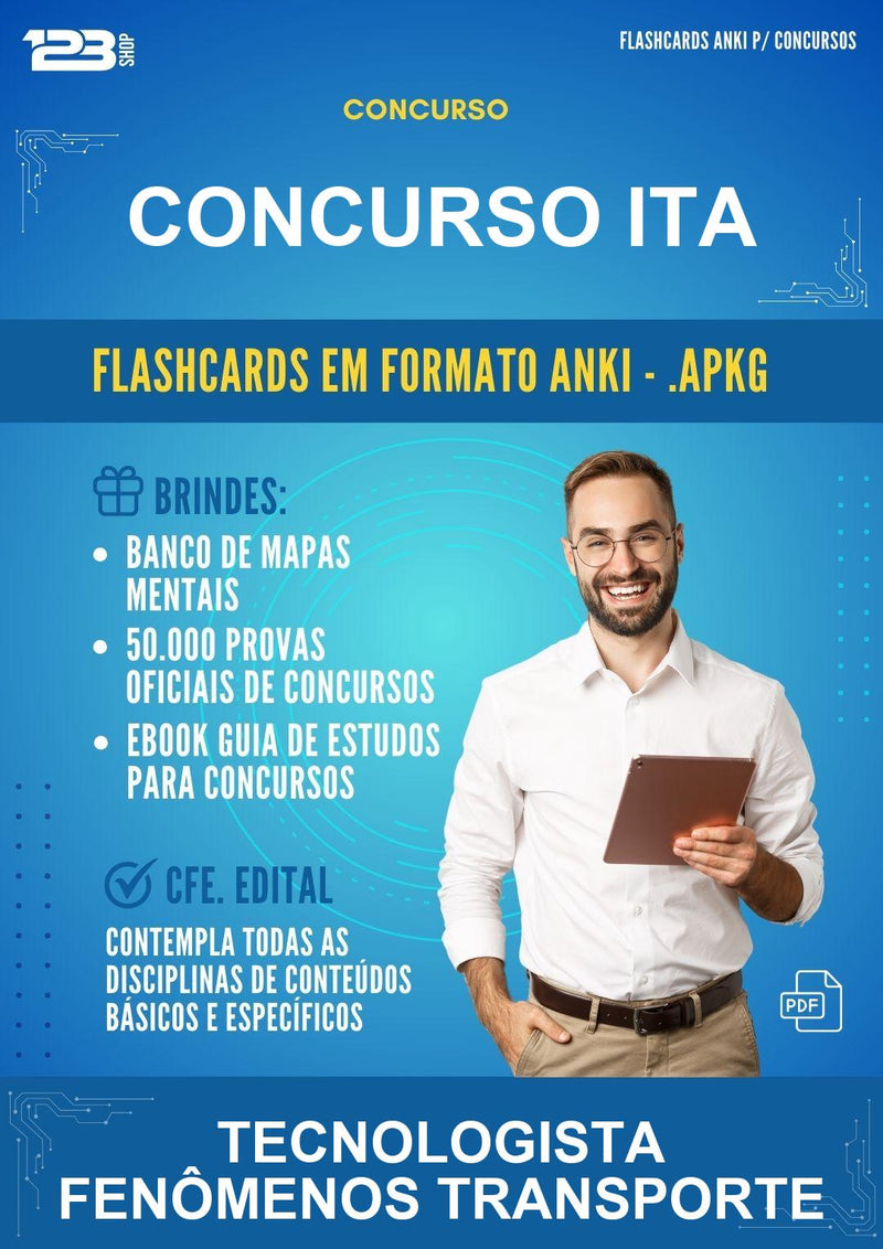 Flashcards Anki para o Concurso Ita para Tecnologista Fenômenos Transporte - 600 Flashcards