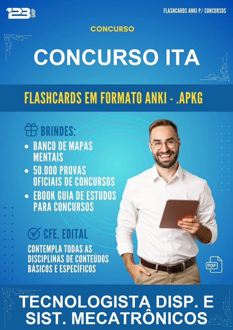 Flashcards Anki para o Concurso Ita para Tecnologista Disp. E Sist. Mecatrônicos - 600 Flashcards