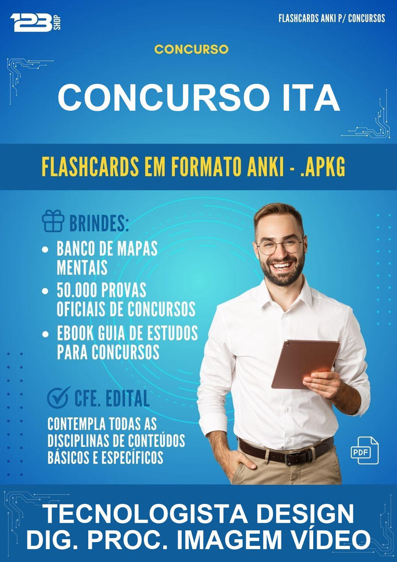 Flashcards Anki para o Concurso Ita para Tecnologista Design Dig. Proc. Imagem Vídeo - 600 Flashcards