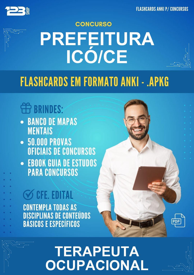 Flashcards Anki para o Concurso Prefeitura Icó/CE para Terapeuta Ocupacional - 600 Flashcards
