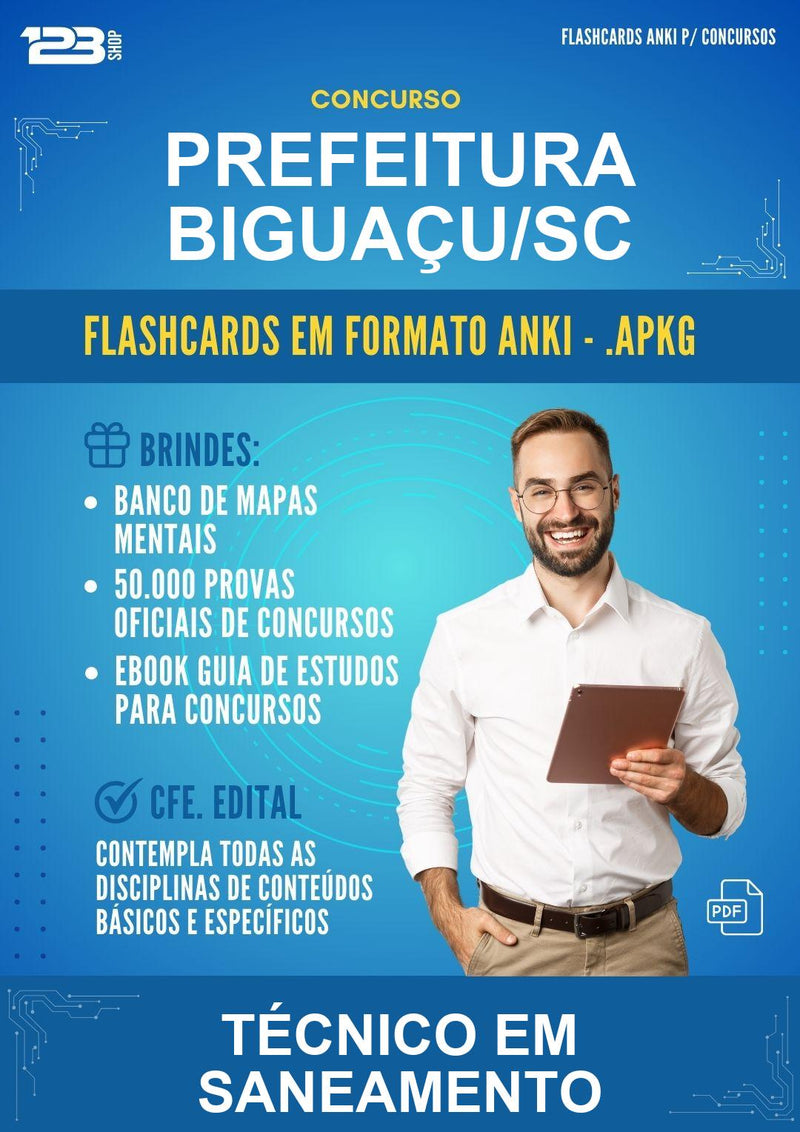 Flashcards Anki para o Concurso Prefeitura Biguaçu/SC para Técnico Em Saneamento - 600 Flashcards