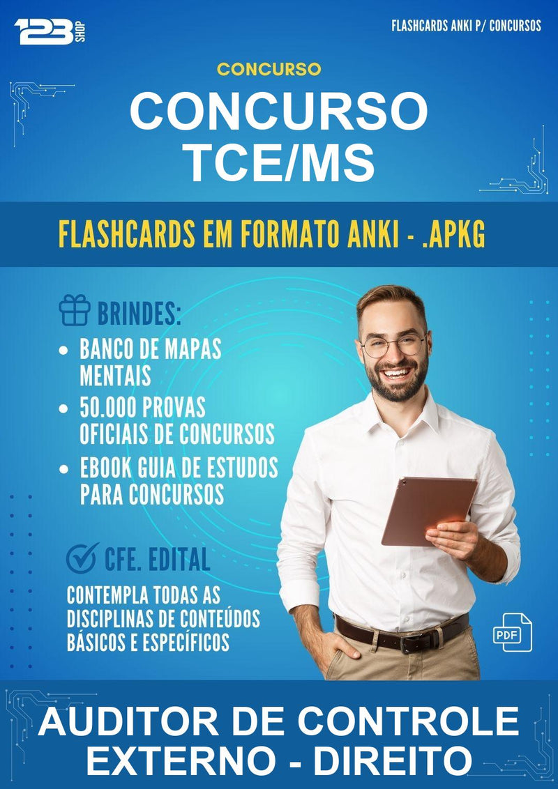 Flashcards Anki para o Concurso Tce/MS para Auditor de Controle Externo - Direito - 600 Flashcards