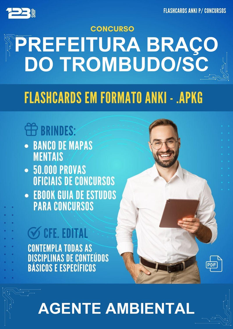 Flashcards Anki para o Concurso Prefeitura Braço do Trombudo/SC para Agente Ambiental - 600 Flashcards