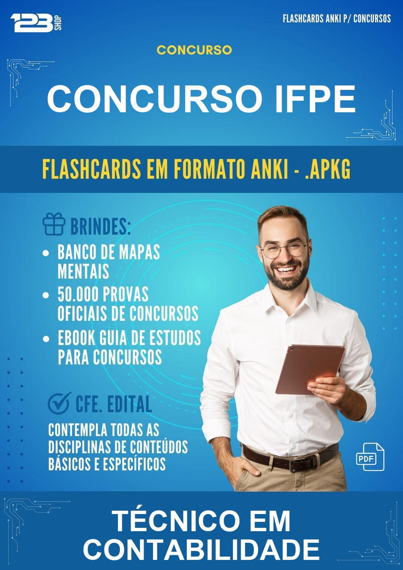 Flashcards Anki para o Concurso Ifpe para Técnico Em Contabilidade - 600 Flashcards