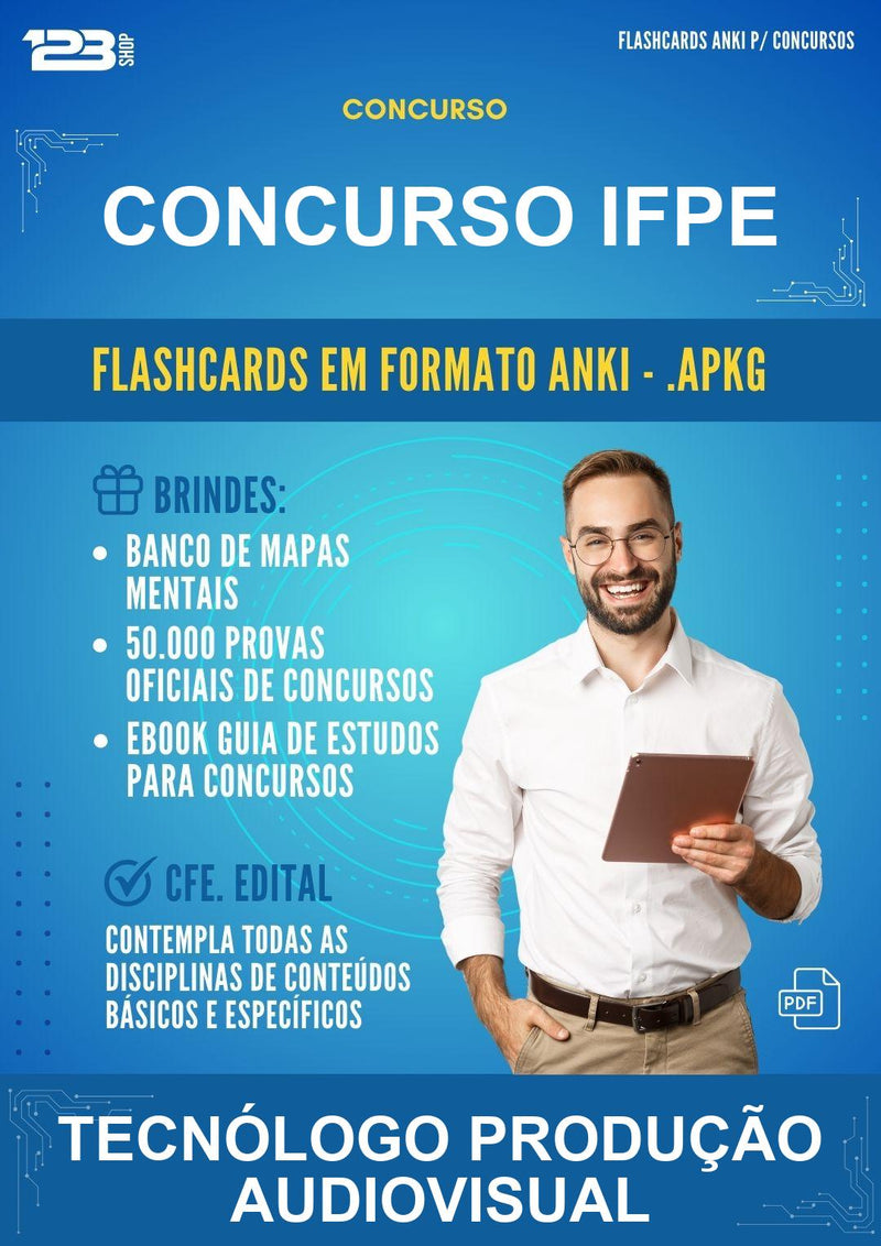 Flashcards Anki para o Concurso Ifpe para Tecnólogo Produção Audiovisual - 600 Flashcards