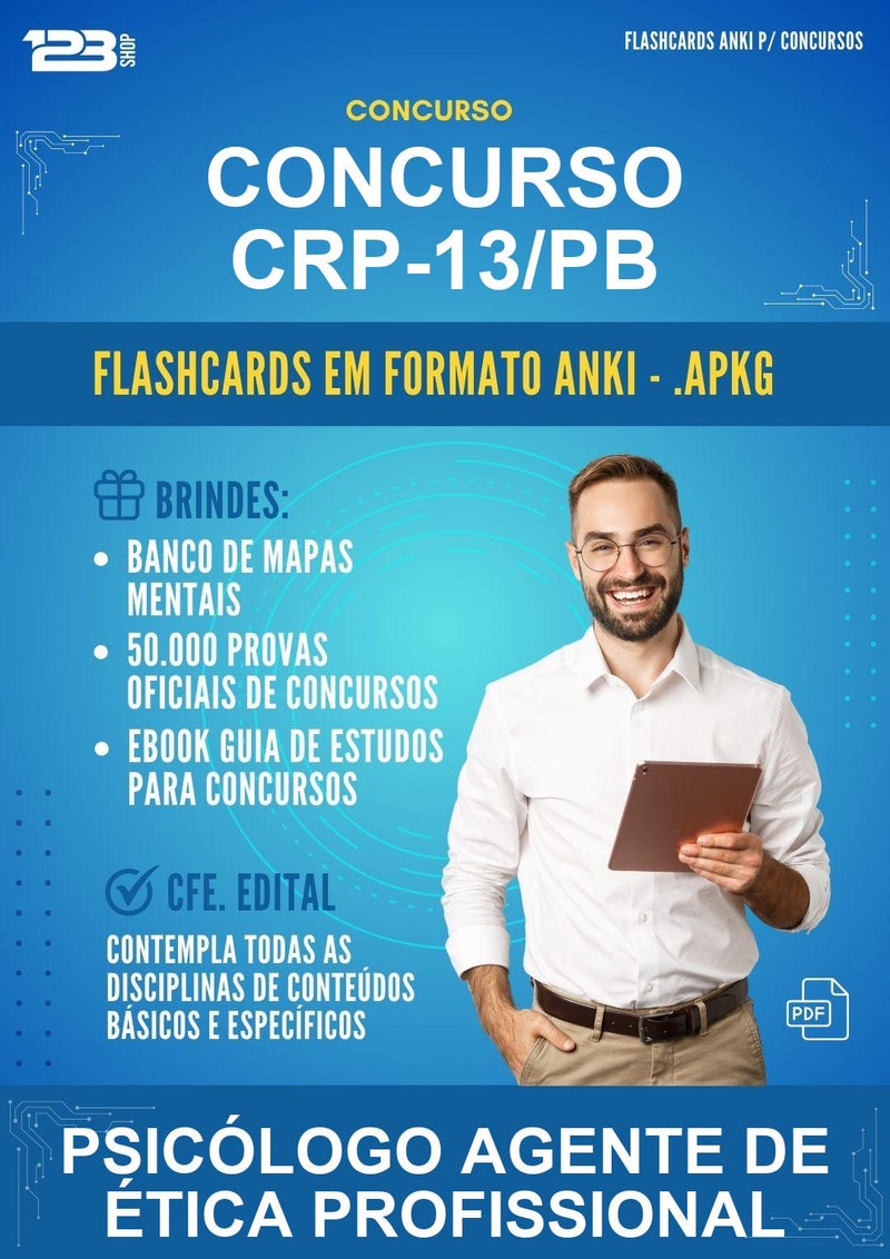Flashcards Anki para o Concurso Crp-13/PB para Psicólogo Agente de Ética Profissional - 600 Flashcards