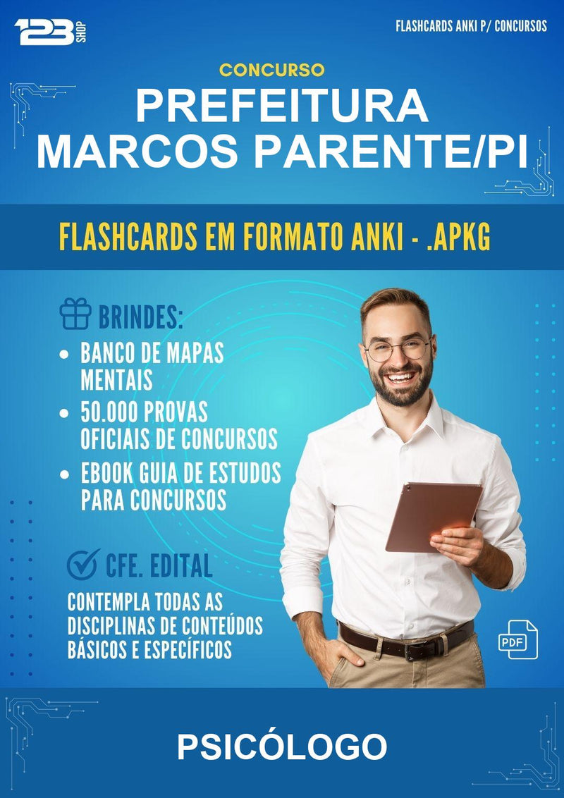 Flashcards Anki para o Concurso Prefeitura Marcos Parente/PI para Psicólogo - 600 Flashcards