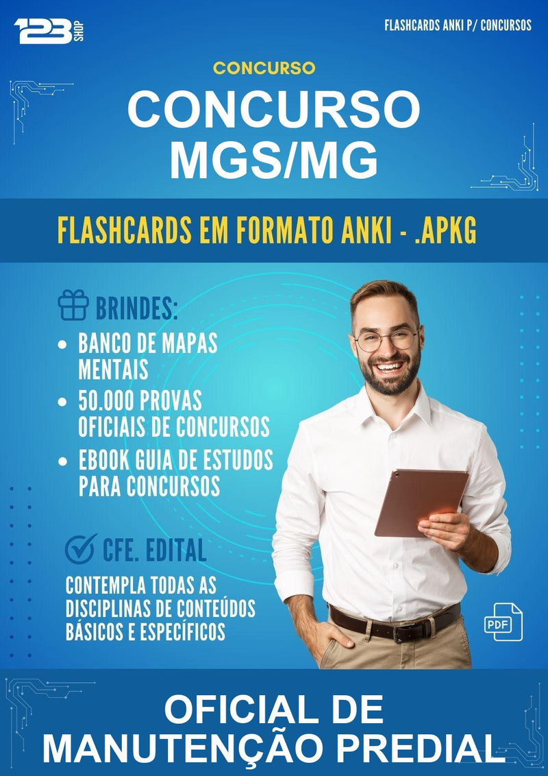 Flashcards Anki para o Concurso Mgs/MG para Oficial de Manutenção Predial - 600 Flashcards