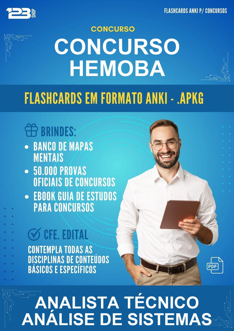 Flashcards Anki para o Concurso Hemoba para Analista Técnico Análise de Sistemas - 600 Flashcards