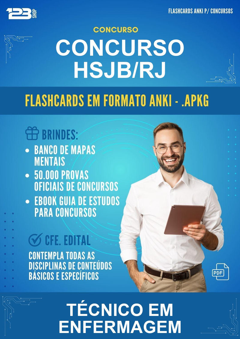 Flashcards Anki para o Concurso Hsjb/RJ para Técnico Em Enfermagem - 600 Flashcards
