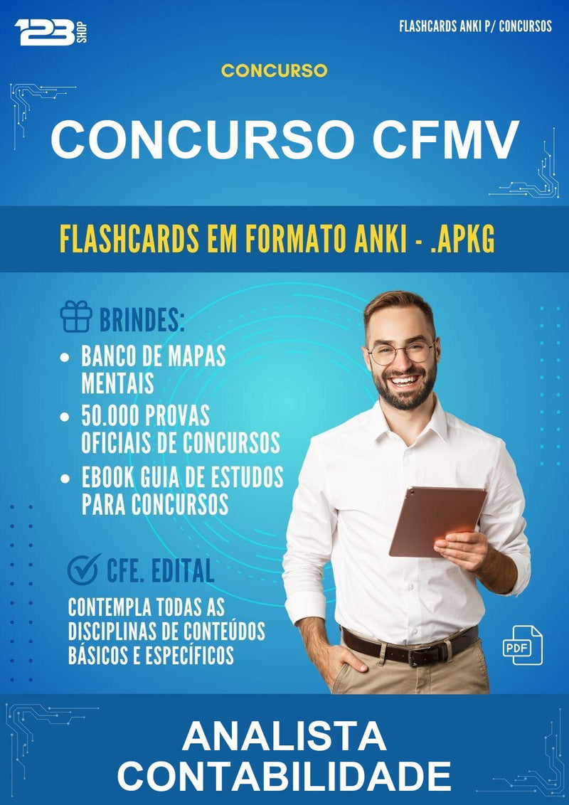 Flashcards Anki para o Concurso Cfmv para Analista Contabilidade - 1.500 Flashcards