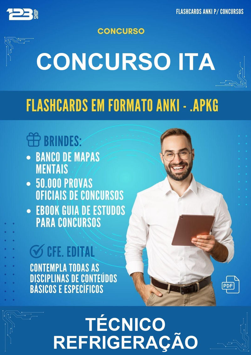 Flashcards Anki para o Concurso Ita para Técnico Refrigeração - 1.500 Flashcards