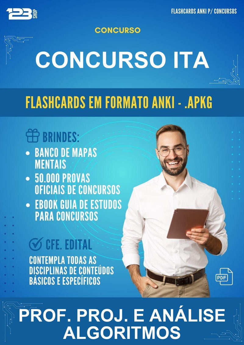 Flashcards Anki para o Concurso Ita para Prof. Proj. E Análise Algoritmos - 1.500 Flashcards