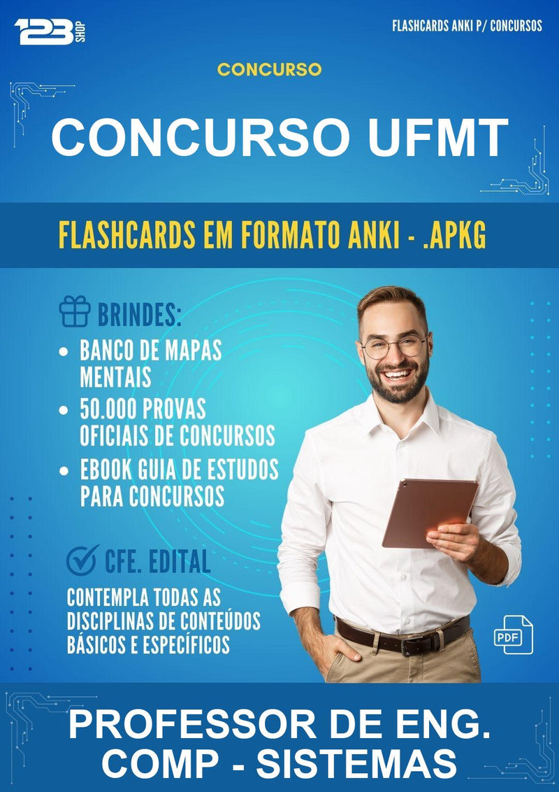 Flashcards Anki para o Concurso Ufmt para Professor de Eng. Comp - Sistemas - 1.500 Flashcards