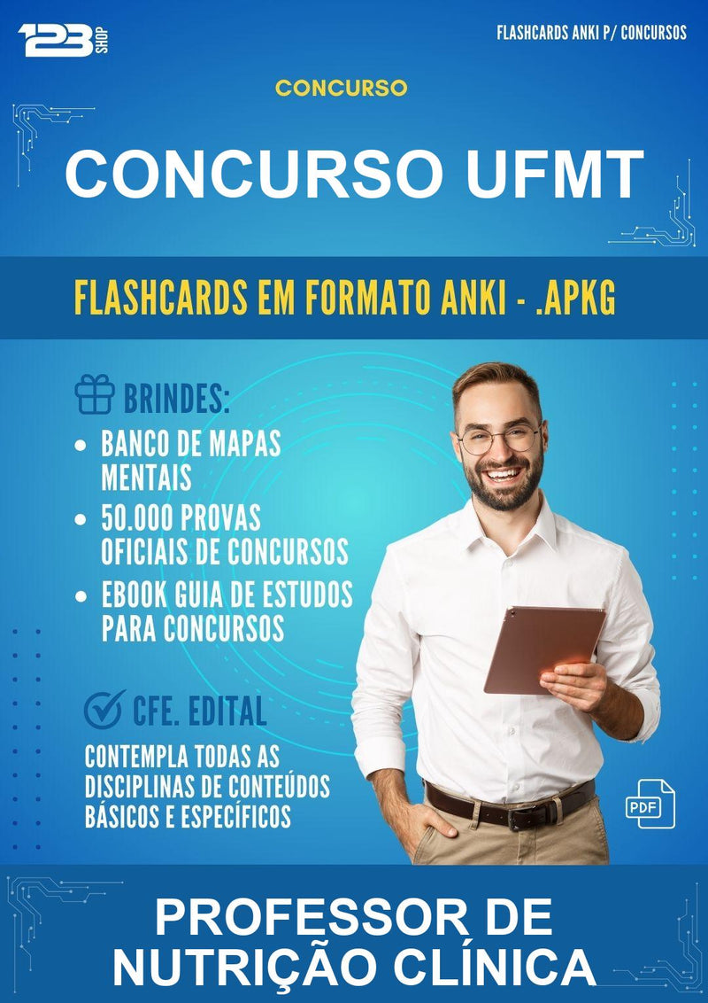 Flashcards Anki para o Concurso Ufmt para Professor de Nutrição Clínica - 1.500 Flashcards
