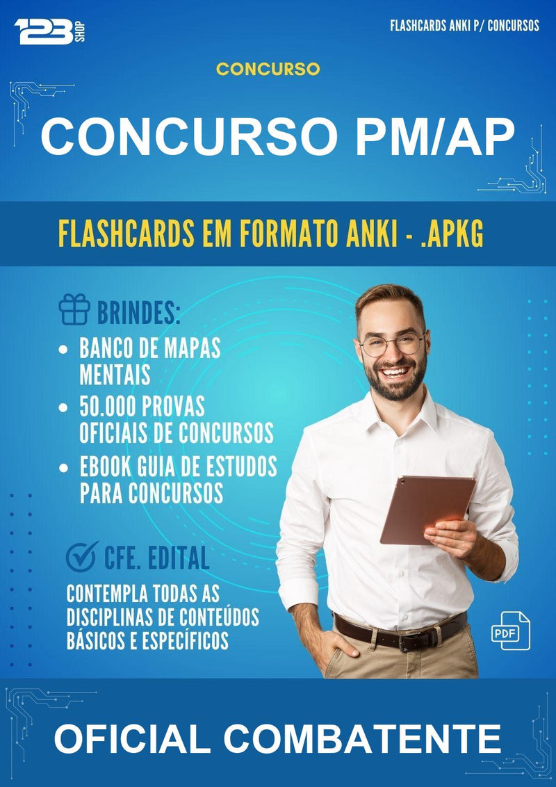 Flashcards Anki para o Concurso Pm/AP para Oficial Combatente - 1.500 Flashcards