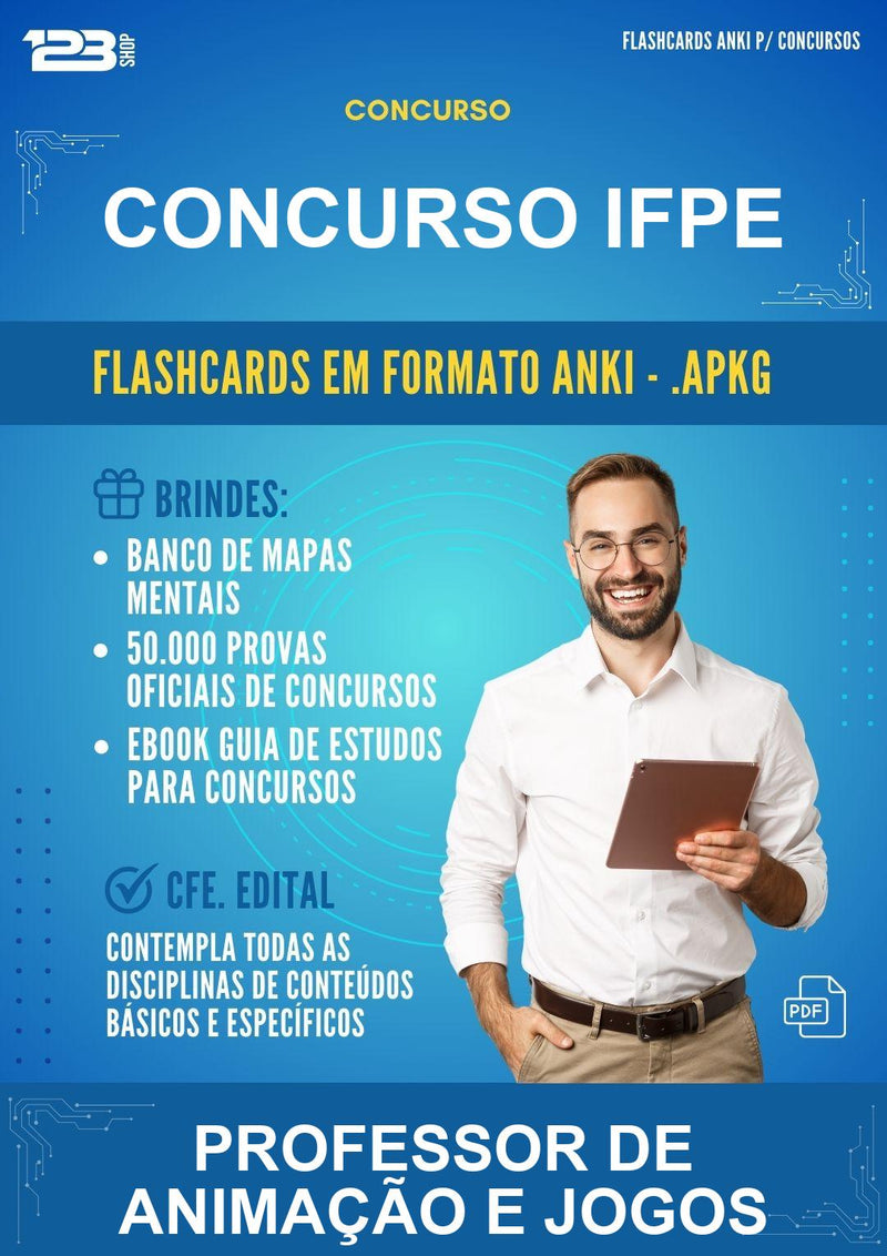 Flashcards Anki para o Concurso Ifpe para Professor de Animação E Jogos - 1.500 Flashcards