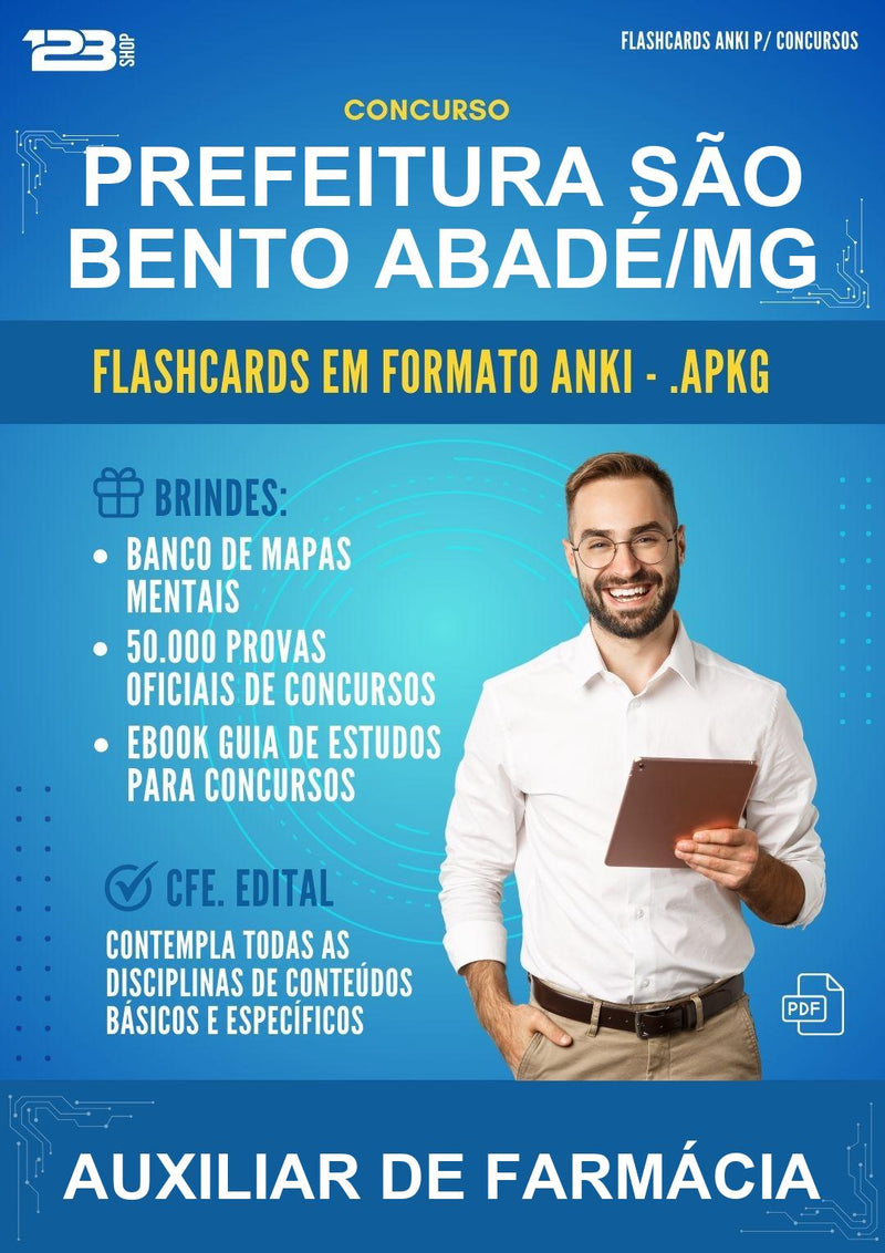 Flashcards Anki para o Concurso Prefeitura São Bento Abadé/MG para Auxiliar de Farmácia - 1.500 Flashcards