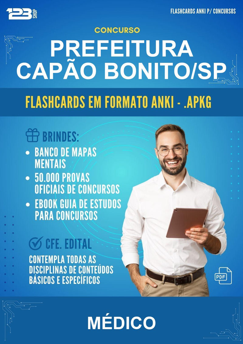 Flashcards Anki para o Concurso Prefeitura Capão Bonito/SP para Médico - 1.500 Flashcards