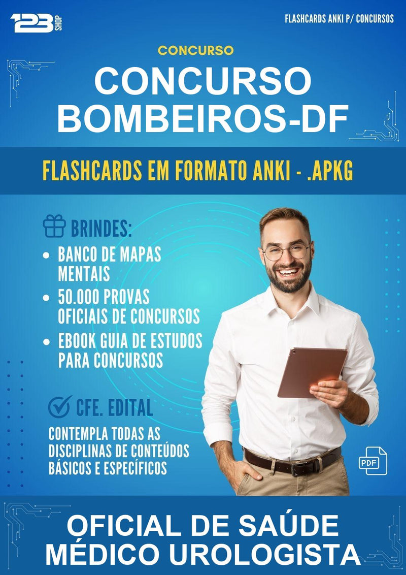 Flashcards Anki para o Concurso Bombeiros-df para Oficial de Saúde Médico Urologista - 1.500 Flashcards