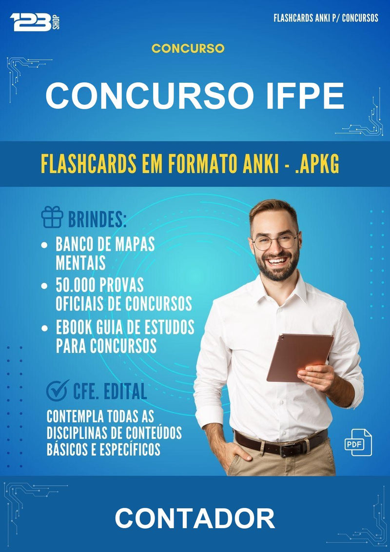 Flashcards Anki para o Concurso Ifpe para Contador - 1.500 Flashcards