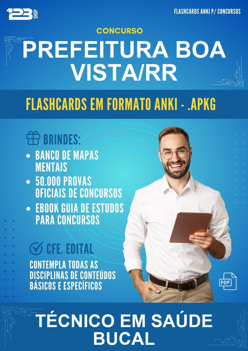 Flashcards Anki para o Concurso Prefeitura Boa Vista/RR para Técnico Em Saúde Bucal - 1.500 Flashcards