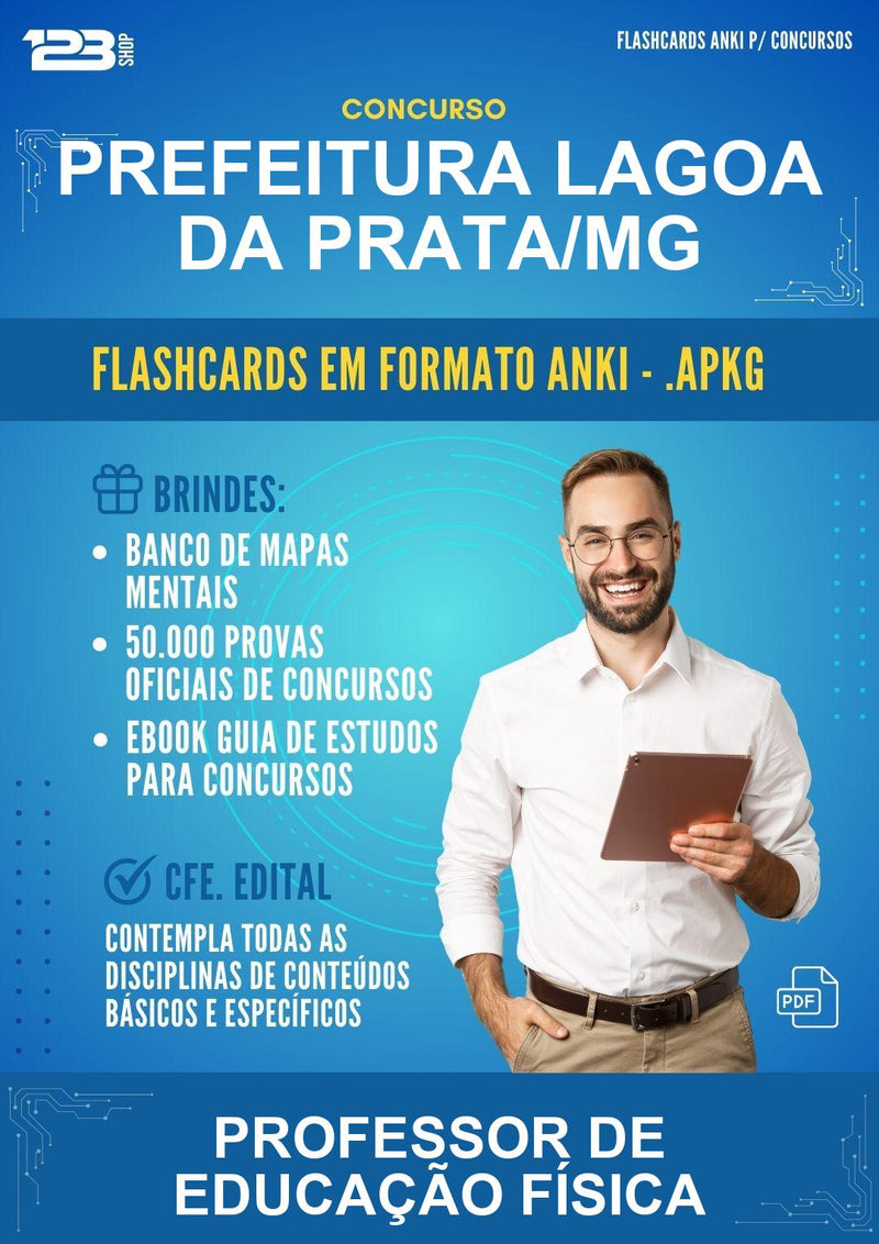 Flashcards Anki para o Concurso Prefeitura Lagoa da Prata/MG para Professor de Educação Física - 1.500 Flashcards