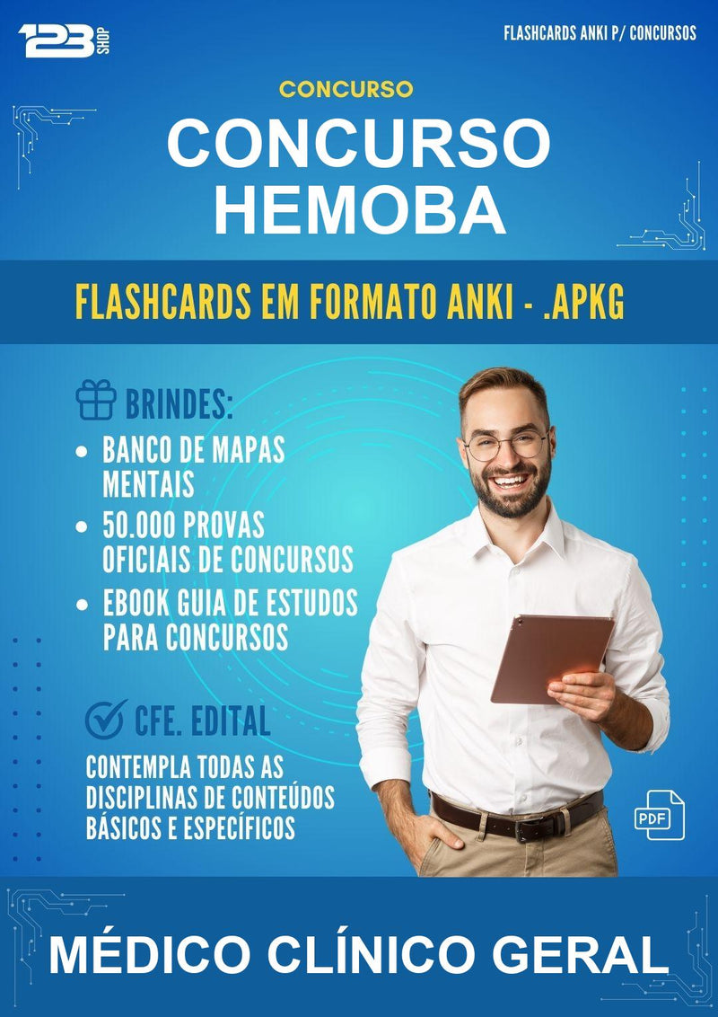 Flashcards Anki para o Concurso Hemoba para Médico Clínico Geral - 1.500 Flashcards