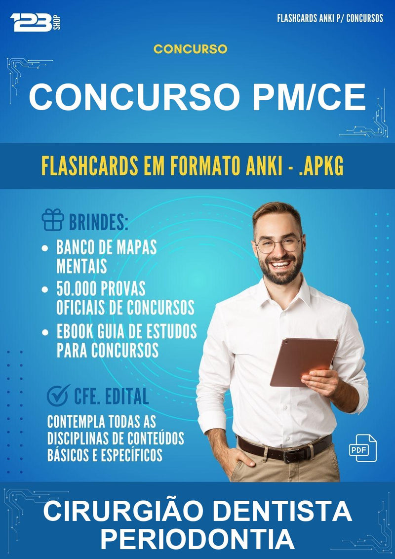 Flashcards Anki para o Concurso Pm/CE para Cirurgião Dentista Periodontia - 1.500 Flashcards