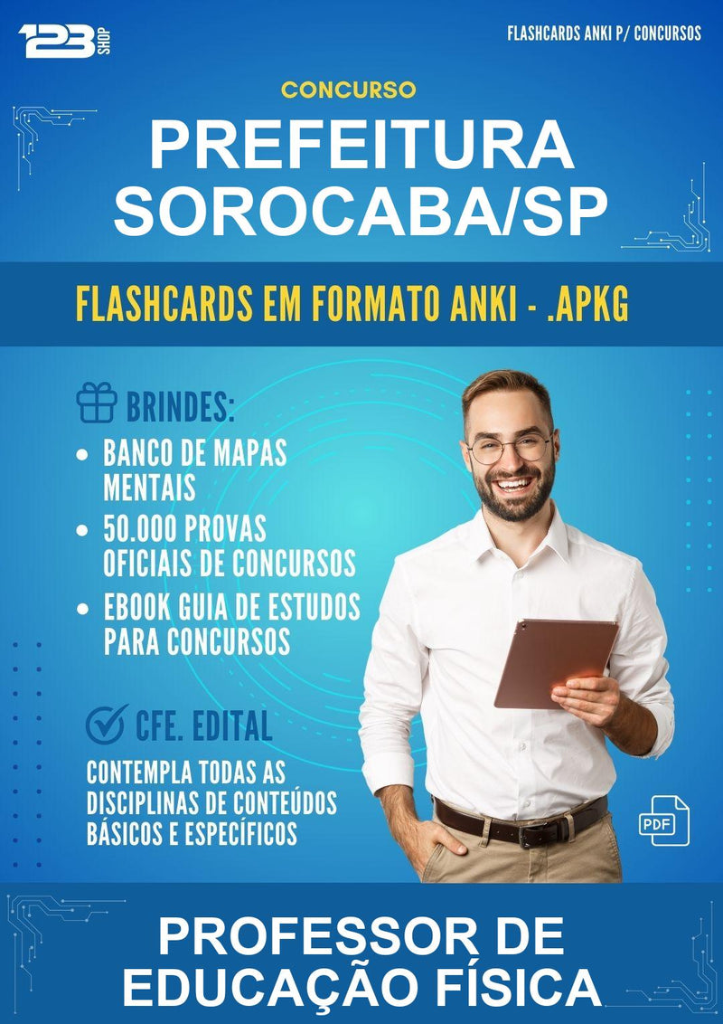 Flashcards Anki para o Concurso Prefeitura Sorocaba/SP para Professor de Educação Física - 600 Flashcards