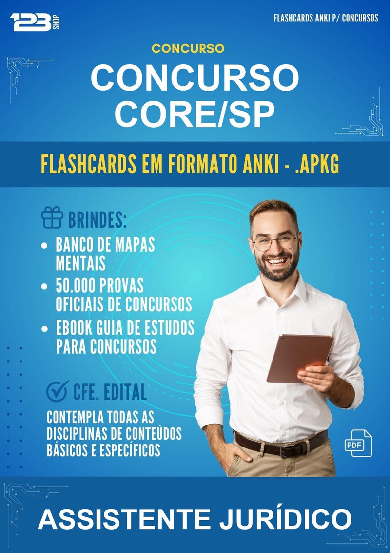 Flashcards Anki para o Concurso Concurso Core/SP para Assistente Jurídico - 600 Flashcards