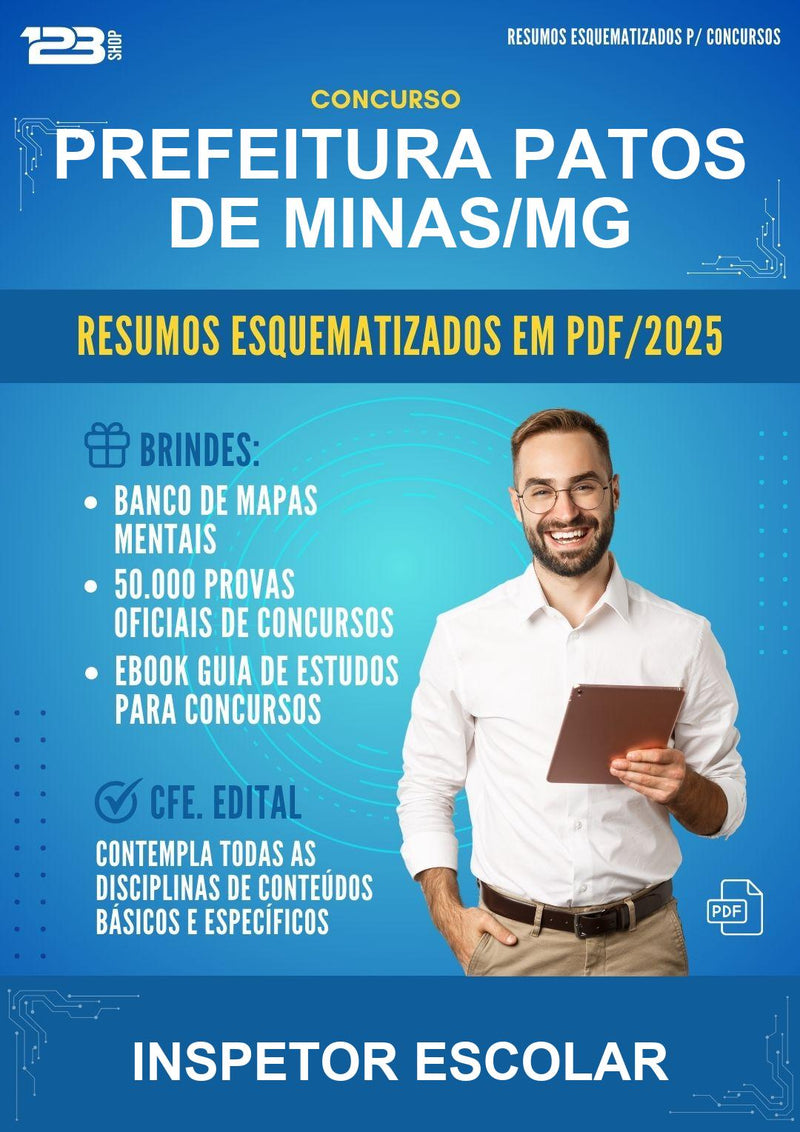Resumos Esquematizados para o Concurso Prefeitura Patos de Minas/MG para Inspetor Escolar