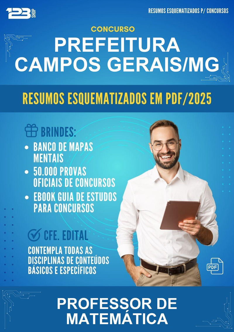 Resumos Esquematizados para o Concurso Prefeitura Campos Gerais/MG para Professor de Matemática