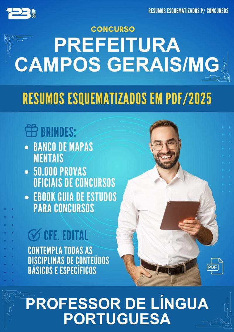 Resumos Esquematizados para o Concurso Prefeitura Campos Gerais/MG para Professor de Língua Portuguesa