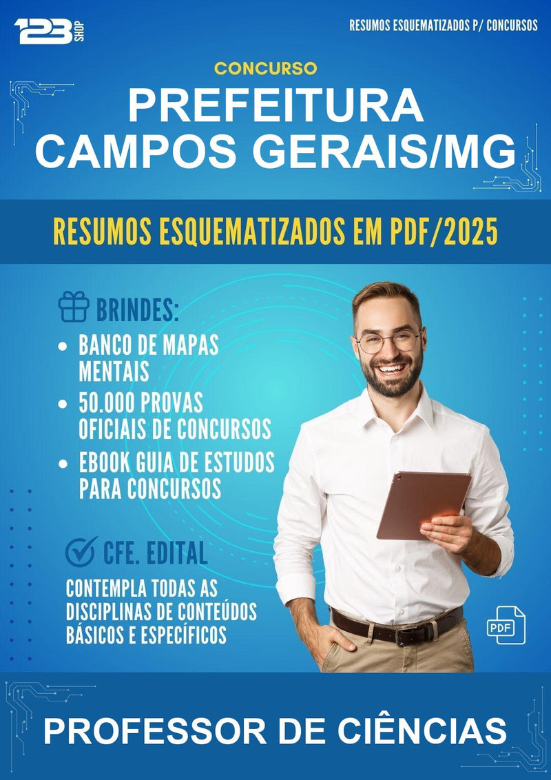 Resumos Esquematizados para o Concurso Prefeitura Campos Gerais/MG para Professor de Ciências