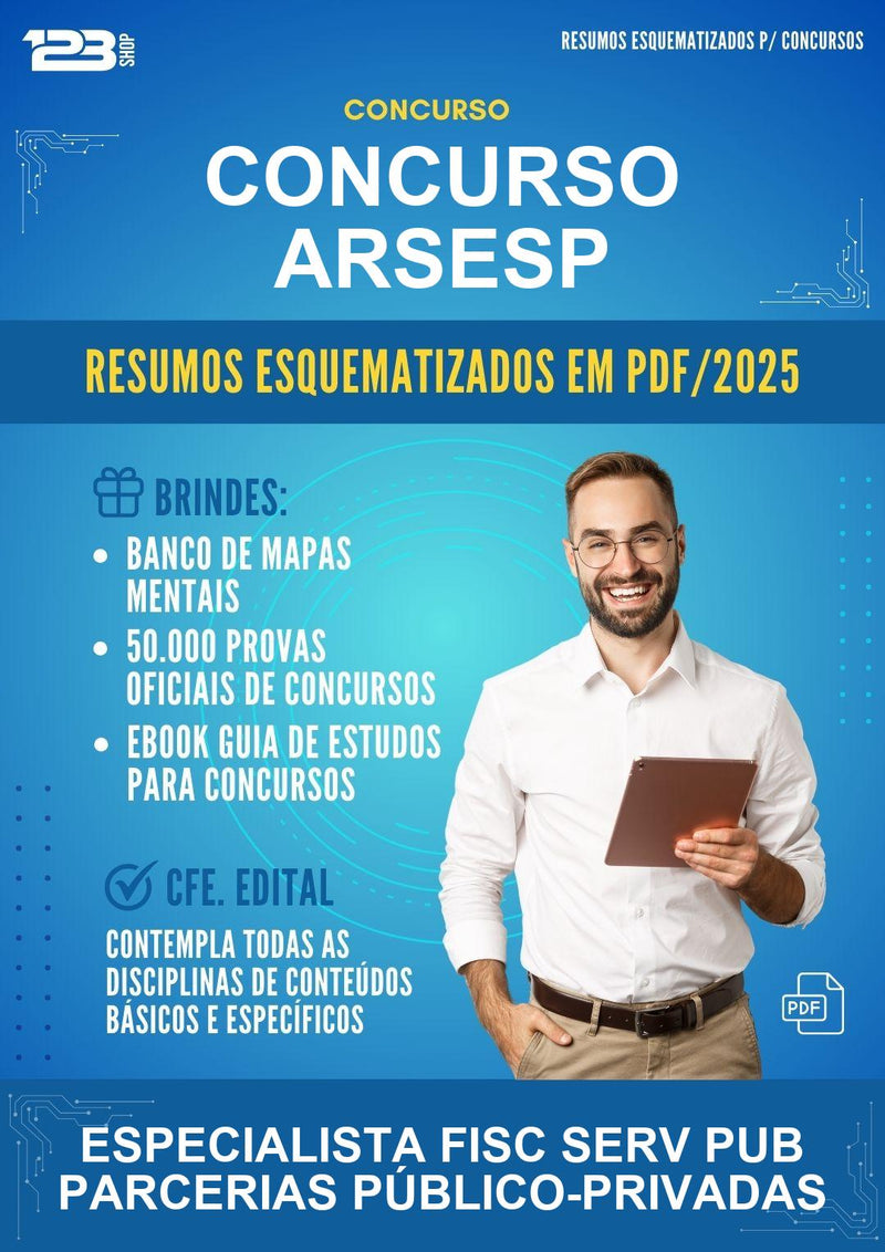 Resumos Esquematizados para o Concurso Arsesp para Especialista Fisc Serv Pub Parcerias Público-privadas