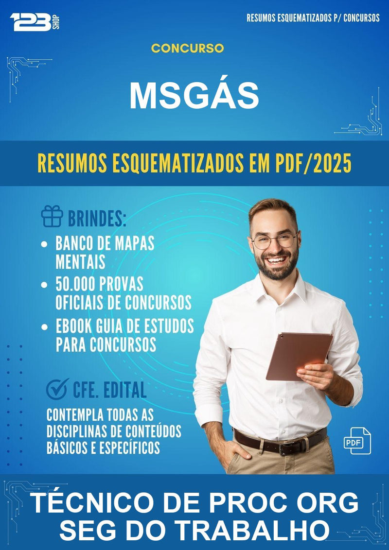 Resumos Esquematizados para o Concurso Msgás para Técnico de Proc Org Seg do Trabalho