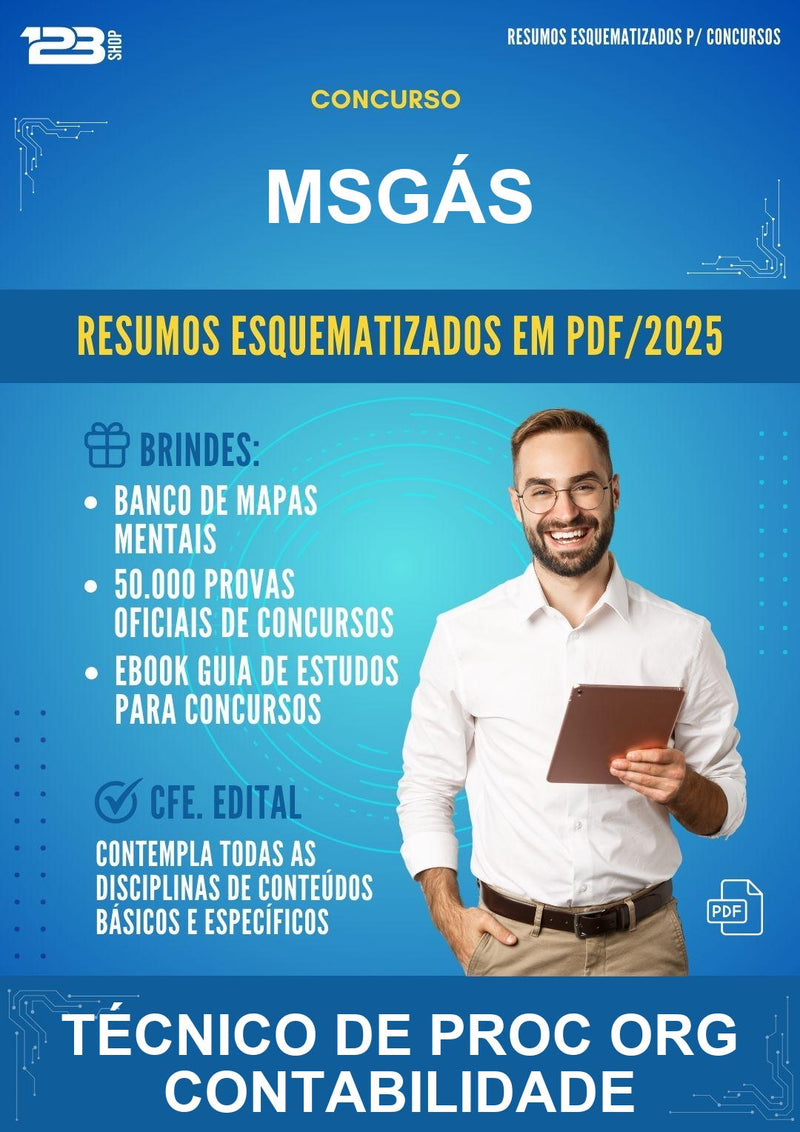 Resumos Esquematizados para o Concurso Msgás para Técnico de Proc Org Contabilidade