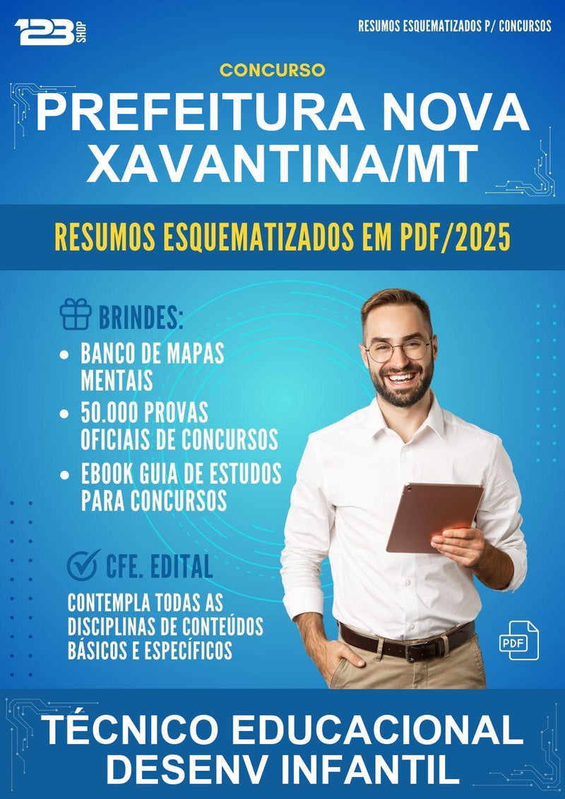 Resumos Esquematizados para o Concurso Prefeitura Nova Xavantina/MT para Técnico Educacional Desenv Infantil